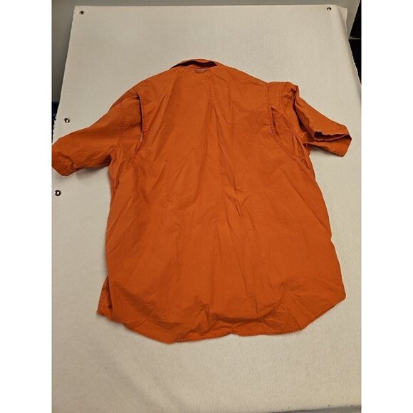 Columbia PFG Shirt Short Sleeve Vented Button Up Mens Sz XL Orange Fish Hike - Picture 5 of 6